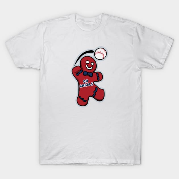 Los Angeles Angels Gingerbread Man T-Shirt by Rad Love